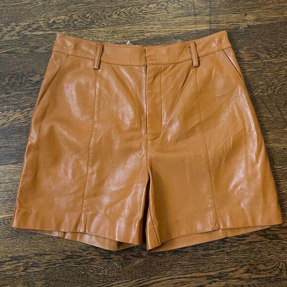 Jason Wu Collection Brown Vegan Faux Leather High Rise Shorts Size 4‎ - Picture 6 of 9